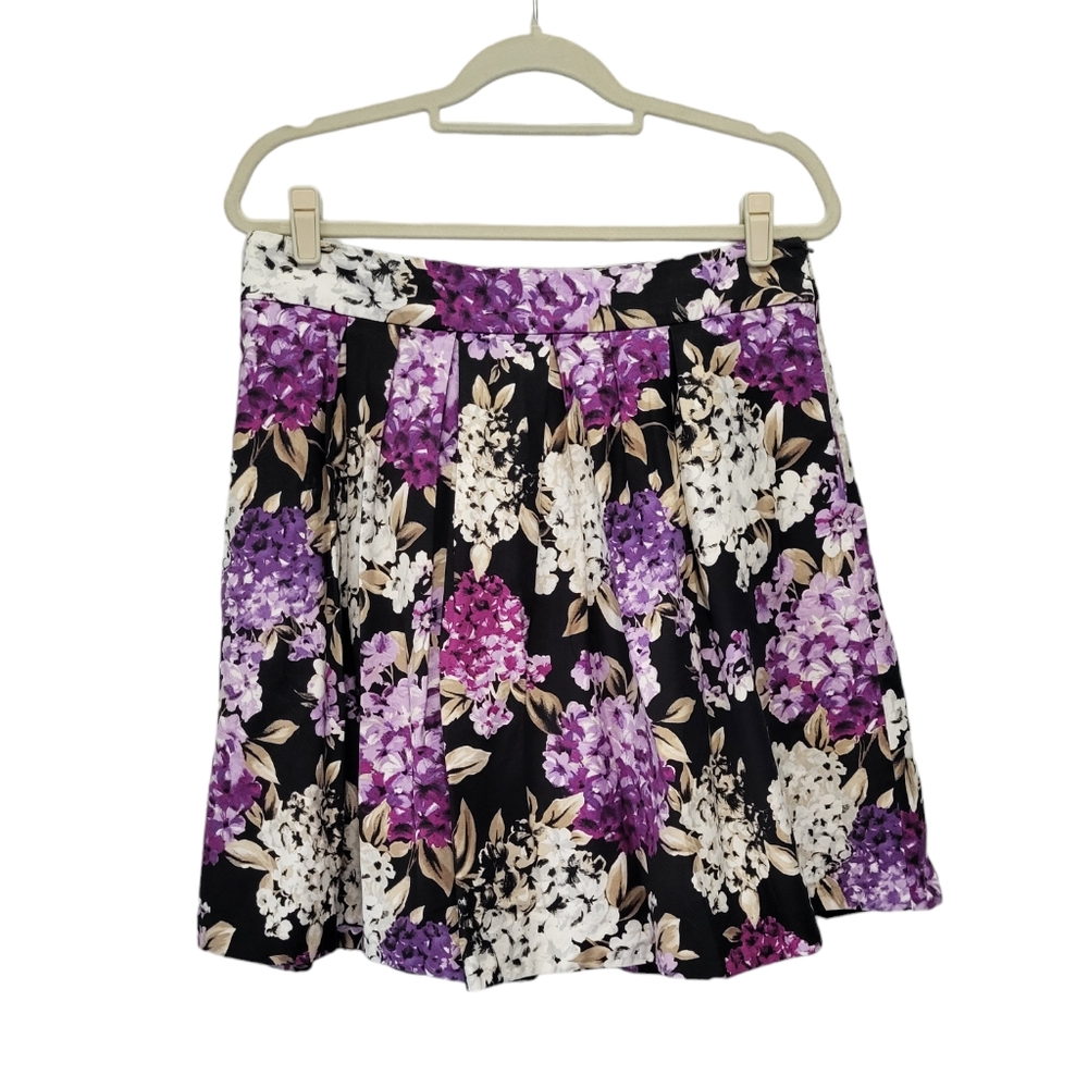 White House Black Market Purple Floral Skirt